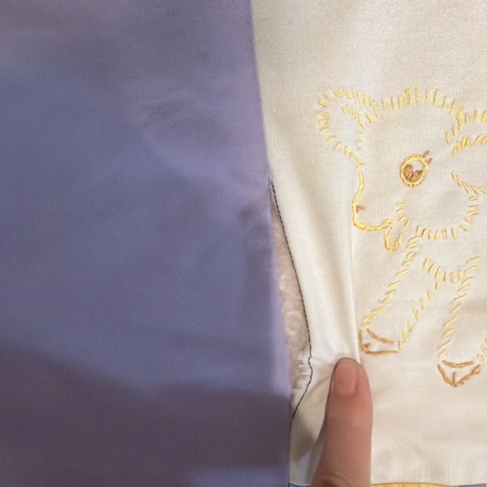Vintage Handmade Embroidered‎ Baby Quilt